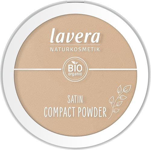 lavera Satin Compact Powder -Tanned 03 - Organic Almond Oil & Organic Rice Powder - Vegan - Mattifying - Long-Lasting - Velvety Texture (1 x 9.5 g)