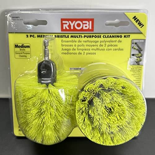 Ryobi 2 PC. Medium Bristle Nylon Reinigungsset für Küche, Bad und Außen