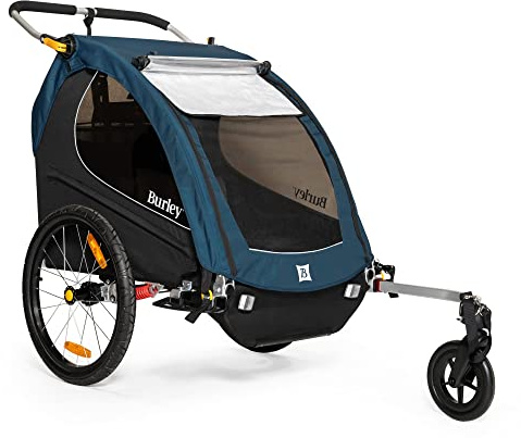 Burley Encore X | 2-Seat Bike Trailer & Stroller with Suspension, Padded Seats, Weather-Resistant Cover & Compact Fold