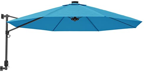vidaXL Wand Sonnenschirm, Wandschirm mit Sonnenschutz, Gartenschirm mit Aluminium Mast 8 Rippen, Terrassenschirm Outdoor Schirm, Meerblau