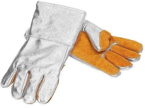 Guanto Forno, Guanti Saldatura in Pelle Bovina, Guanti Barbecue per Fumatori Guanti Estremamente Resistenti Al Calore per Mani e Braccia per Barbecue Friggitrice Cottura Al Forno