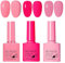 Gel Nail Polish Set, Light & Hot Pink Nail Varnish UV Polishes, 3 PCS Glossy Pink Nail Polish Sets, French Manicure Long Lasting Chip Resistant Nail Art Salon DIY Home