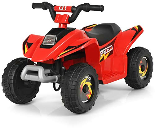 GOPLUS 6V Kinder Quad Elektro, Kinderquad mit Vorwärts- und Rückwärtsfunktion, Miniquad Kinderauto, Elektrofahrzeug aus PP & Stahl, Elektro-Quad für Kinder ab 3 Jahre (Rot)