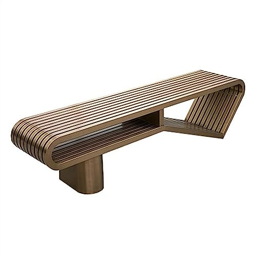 Bank Sitzbank Kreative Kunst-Außenbank, robuste Gartenbank aus rostfreiem Stahl ohne Rückenlehne, 3-Personen-Außenbank aus galvanisiertem Roségold, 70,8 Zoll L × 17,7 Zoll M × 17,7 Zoll H Gartenbank