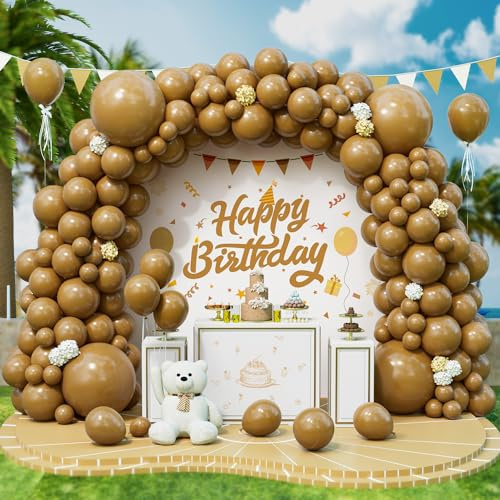 Roxistar Luftballons Braun, 143 Stück 5 10 12 18 Zoll Kaffee Braun Helium Latex Luftballon Barock Khaki Ballonbogen Girlande Kit für Kinder Deko Geburtstag Babyparty Hochzeit Taufe Dekorationen
