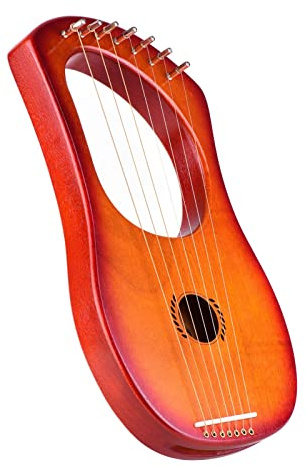 Tragbare Harfe, 7-saitige Lyra-Harfe, antikes Lyres-Holzsaiteninstrument mit Tragetasche, Saitensatz, Stimmschlüssel