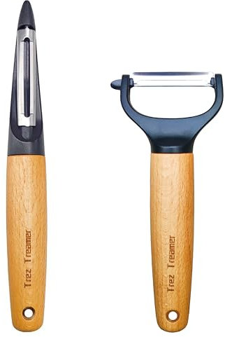 Trez Treamer Vegetable Potato Peelers for Kitchen,2-Pack Wooden Y Veggie Peelers