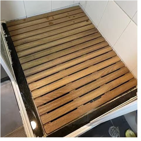 Duschmatte Badematte Groß Badematte Für Die Badewanne Rutschfest, Holz Boden Duschmatte/ Badezimmer-Teppich, Sauna-Spa-Stufen Dekor Und Zubehör, Mit Tragbarem Griff, Innen Außeneinsatz ( Size : 24X24I