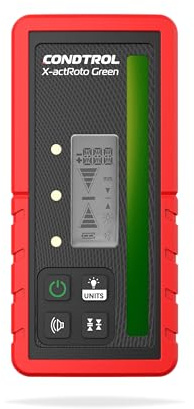 CONDTROL - X-ACT ROTO Green Receiving Cell Green Rotating Lasers - Double-Sided LCD Screen - High Accuracy - Measures mm & Inches - Delivered with Accessories