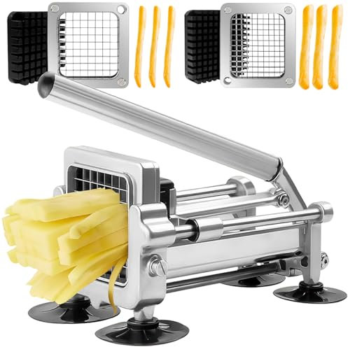 2024 Upgrate - Taglierina per patate fritte, con lame da 1/2 e 3/8 pollici, per patate intere, patate dolci, carote, cetrioli, bastoncini di patate