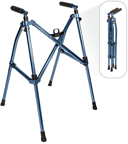 Wonder Walker Lite by Stander, andador ligero y plegable para adultos, personas mayores y ancianos, andador de viaje plegable para apoyo de movilidad, andador estándar compacto sin ruedas, azul