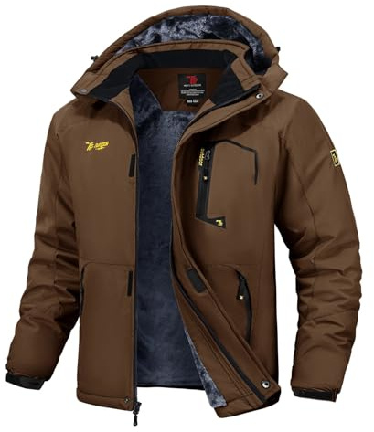 Rdruko Skijacke Herren Wasserdicht Winterjacke Snowboardjacke mit Kapuze | Winddicht Softshelljacke Fleece Warm Gefüttert Verdickt Wanderjacke Atmungsaktiv Outdoorjacke Funktionsjacke