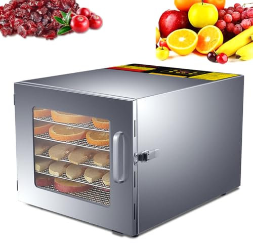Disidratatore per alimenti, Disidratatore a 6 vassoi per frutta e essiccatore a scatti, Impostazione della temperatura a 35~75 ℃ con timer, per carne, frutta, manzo