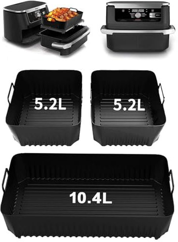 Zimoer 3Pcs Heißluftfritteuse Zubehör für Ninja Foodi Flexdrawer 10,4 L AF500EU Airfryer Silikonform Silikon Backform Airfryer Zubehör Accessories für Dual Zone Heißluftfritteuse (1x10.4L und 2x5.2L)