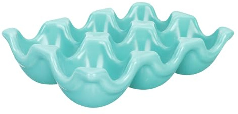Porta Huevos de Cerámica de 6 Compartimentos Verde para Refrigerador