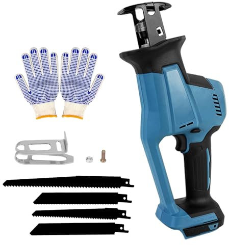 Sega A Gattuccio, Seghetto Elettrico Per Legno Con 4 Lame, Sega A Sciabola Compatibile Con Makita 18v, 0-3100 Spm, Lunghezza Corsa 22 Mm, Per Taglio Legno E Metallo (Senza Batteria)