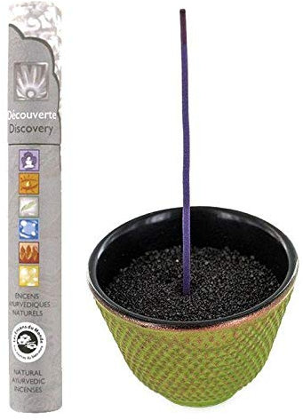 Porte-encens coupelle en Fonte Zen Vert & Or + encens ayurvédique
