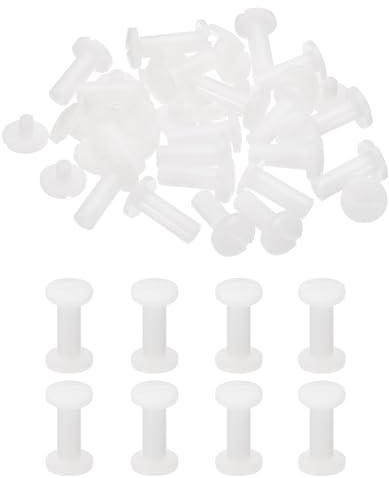 PATIKIL 16mm Chicago Screws, 20 Sets Plastic Chicago Screws Slotted Head Binding Post 5.5mm OD Screw Bolts Leather Rivets Fasteners Connectors White for Leather Belt Scrapbook Photo Albums