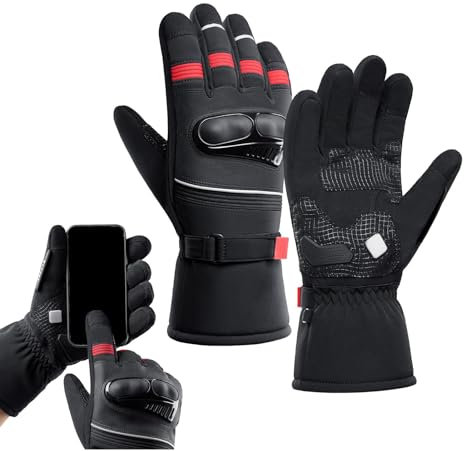 Sghtil Winter-Motorradhandschuhe,Motorradhandschuhe für den Winter, Fahrradhandschuhe, Motorrad-Winterhandschuhe, Touchscreen-Handschuhe, Winddicht, wasserabweisend, zum Fahren