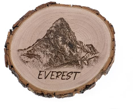 Magnet Magnet Gift Souvenir Decorative Wooden Log Slice 6.5x7.5cm Mount Everest Himalayas China Nepal (Hornbeam)