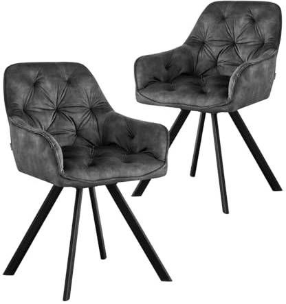 B&D home Esszimmerstuhl Dieter, Küchenstuhl Schalenstuhl Stuhl für Küche, Esszimmer, Esstisch, Wohnzimmer, Arbeitszimmer, Büro, Retro modern Design, Samtstoff Anthrazit, 11139-ANTR-2
