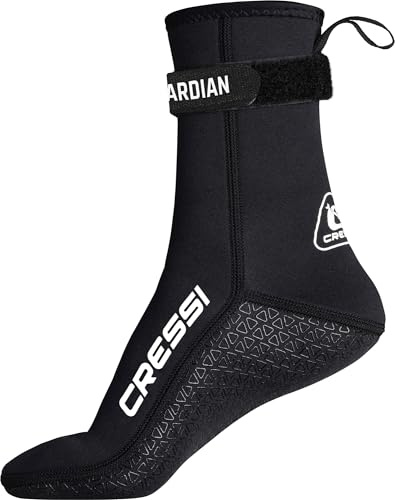 Cressi Guardian Mid High Neoprene Socks 2mm XL - Bottillons Hauteur Moyenne en Néoprène 2mm avec bande Strap, Idéales pour Tous les Amateurs de Sports Nautiques, Noir, XL, Unisex