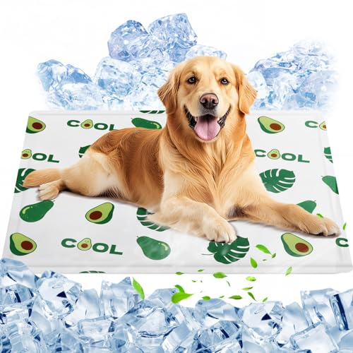 Ninonly Kühlmatte Hunde 50 X 65cm Kühlmatte für Hunde Katze Haustier Eismatte Selbstkühlende mit Ungiftiges Gel Selbst Kühlende wasserdichte Hundematte für Drinnen und Draußen Avocado