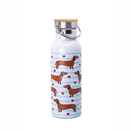 Sass & Belle Bouteille d'eau en métal motif saucisse - 425 ml - Design isotherme en acier inoxydable pour enfants et adultes - Bouteille de voyage durable idéale comme cadeau pour les amoureux des