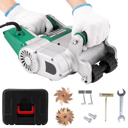 ERSINIAN Elektrischer Mauernutfräse, 1100 W, aufhängbare Betonschneidemaschine mit 25 mm + 35 mm Legierungsklinge, einstellbare Nuttiefe von 20–30 mm, staubfreies Schlitzen