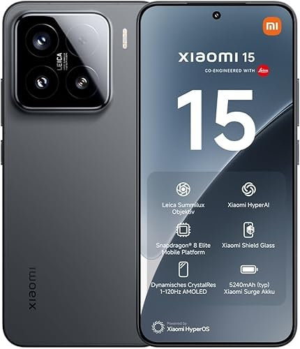 XIAOMI 15 Smartphone 12+256GB nm process, performance transformed Snapdragon® 8 Elite Mobile Platform CrystalRes dynamic 1-120Hz AMOLED 5240mAh Battery (Schwarz)