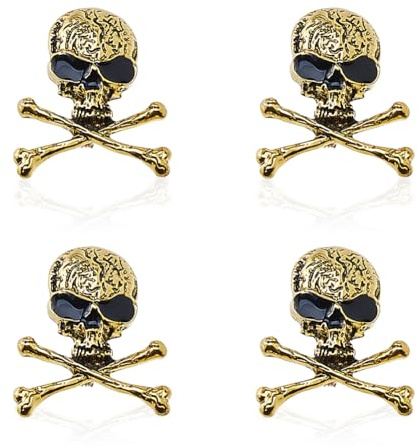SUPERFINDINGS 4 Stück Antik Farben Broschen Mit Totenkopf Und Gekreuzten Knochen Anstecknadeln Legierung Punk Stil Skelett Broschen Halloween Kostüm Dekor Für Damen Und Herren Mantel Stoffjacke
