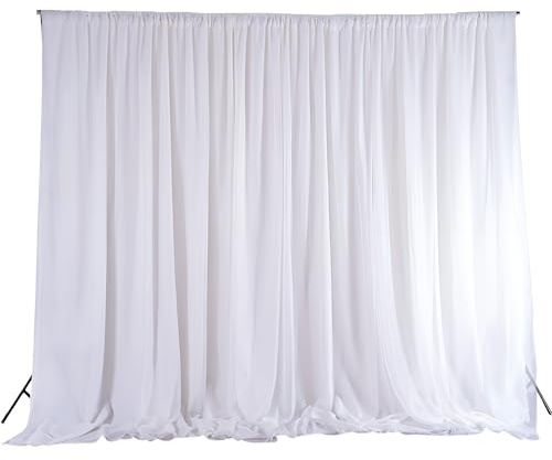 Event Decor Shop White Backdrop Curtain Wrinkle Free Fabric 3x3m | Soft Polyester Drapes with Rod Pocket, Washable Backdrop for Weddings, Photography, Parties, Events & Stage Decor