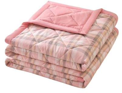 FANSU Tagesdecke Bettüberwurf Steppdecke Mikrofaser Doppelbett Einselbetten Tagesdecken Gesteppt Bettwäsche Sofaüberwurf Wohndecke Bettdecke Stepp Gesteppter Quilt (rosa kariert,150x200cm)