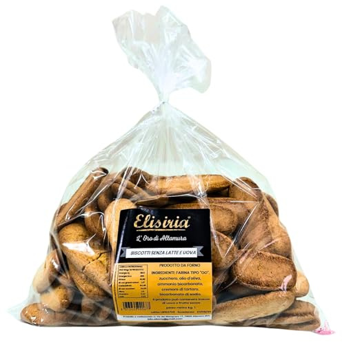 Elisiria – Galletas artesanales sin leche ni huevos, paquete de 1 kg, galletas secas ideales para desayunos y meriendas, fabricadas en Italia (galletas sin leche ni huevos)