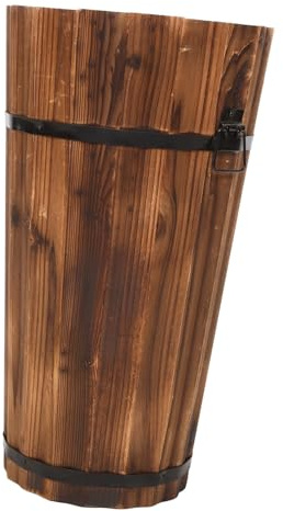 MAGICLULU Rustikaler Schirmständer Aus Karbonisiertem Holz Stabiler Regenschirmhalter Für Innen Und Außen Multifunktionaler Aufbewahrungsbehälter Für Regenschirme Spazierstöcke Und Magazine