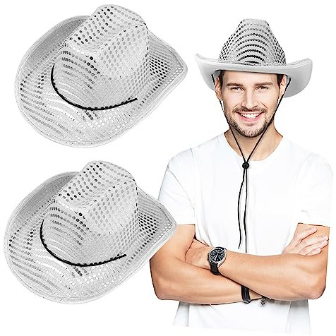 BESPORTBLE Silberner Cowgirlhut Mit Glitzerpailletten Für Partys Und Westernkostüme Stilvoller Für Frauen Und Erwachsene