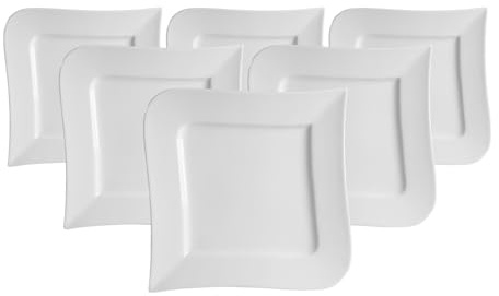 Ritzenhoff & Breker Melodie Dessertteller 20,5 cm, 6er Set, Kuchenteller mit extravaganter Formensprache und schlichtem Design, Porzellan, Spülmaschinenfest, Weiß