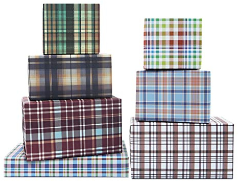 Lot de 7 rouleaux de papier cadeau à carreaux vintage avec 50,8 x 71,1 cm par feuille, papier plat plié pour remise de diplôme, Noël, mariage, fête prénatale, félicitations et vacances