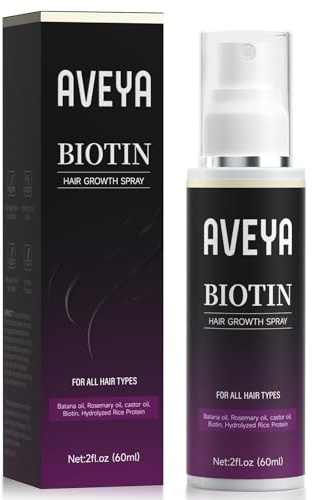 AVEYA Hair Growth Spray, for Women & Men infused with Rosemary Oil,Batana Oil&Biotin for Scalp – Strengthens,Thickens&Accelerates Hair Care - Non-Greasy,Helps Prevent Hair Thinning & Hair Loss – 60ml