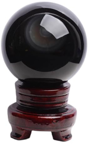Sfera di cristallo di ossidiana nera per la predizione della fortuna, regalo Feng Shui, sfera magica decorativa per fotografia e decorazione domestica, ideale per Halloween e decorazione della