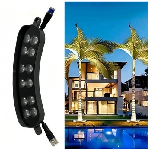 Outdoor Ring Tree Light - AC 24V Colored LED IP65 Waterproof Palm Tree Uplighting with Adjustable Tree Rings, Expandable Interlocking LED Uplighting or Downlight for Trees/Roman Columns(For expanding)