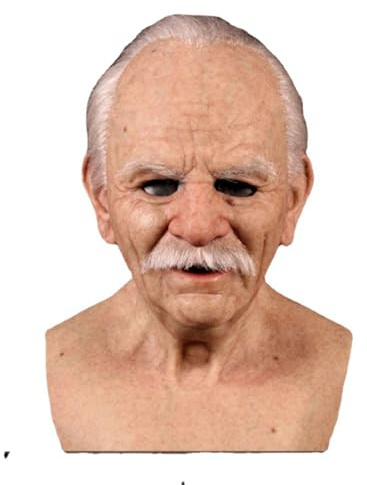 Generico Maschera Halloween in Lattice e Silicone - Maschera Completa Uomo Anziano, Realistica con Plissettature Viso, Ideale per Carnevale e Feste di Halloween