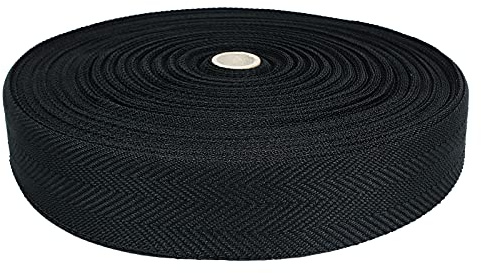 DecoMeister Nastro Bordatura Tappeti 4cm x 20m - Striscia di Sbieco a Spina di Pesce in Poliestere da Cucire - Bordo per Riparazione Moquette e Fai da Te - Nastro per Orlo e Protezione - Nero