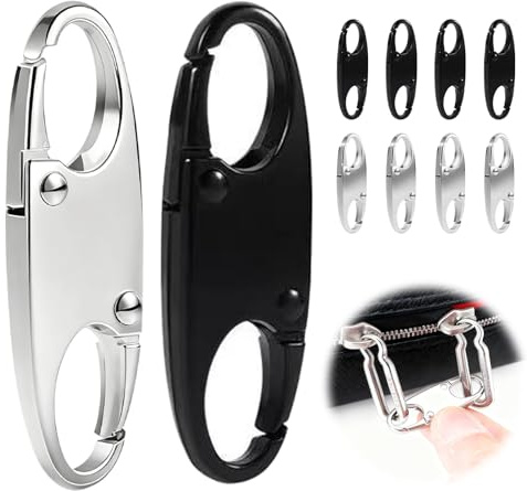 10 unidades antirrobo para mochila con cremallera, cierre de cremallera, cierre antirrobo, cierre de cremallera, clip para mochila, equipaje, cartera (negro, plata)