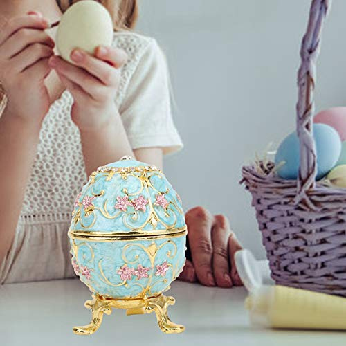 VGEBY Home Desktop Decor Embarrored Easter Egg Jewelry Box of Memory Organizer for Pearls, Rings, Necklaces Painted Metal Enamel Enamel