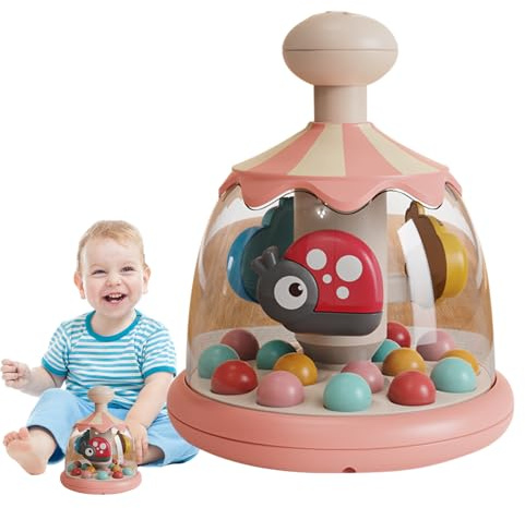 Kinder-Presskarussell-Spielzeug – 7,6 X 6,1 X 6,1 Zoll Buntes Rotierendes Musikspielzeug Zum Drücken Und Drehen, Tragbares Interaktives Zur Handkraft- Und Koordinationsentwicklung | Aktivitä