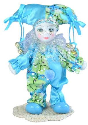 KIXZSAZ Handbemalte Stehpuppe mit beweglichen Gelenken, wunderschön gearbeitete Clownpuppe, ideal für Kinder, Sammler und als Geschenk, Sammlerstück oder Dekoration.