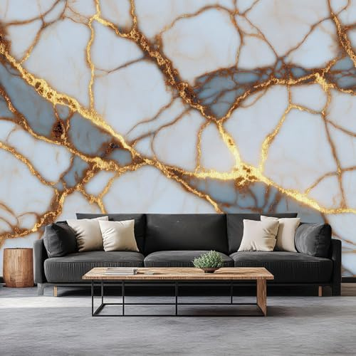 Photo Wallpaper Realistic Modern Marble Elegant, Non-Woven Wall Mural 59 x 41 inch (W x H) - Living Room Bedroom Children's Room Wall Art Poster Light Gray Mural Wallpaper Decoration