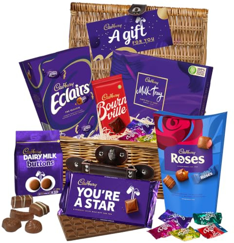 Cadbury You're a Star Chocolate Gift Hamper Basket. Milk Tray, Roses, Dairy Milk, Bournville Dark Chocolate & More
