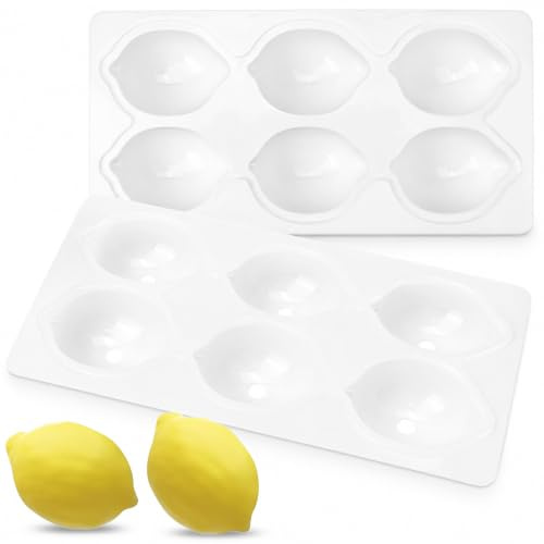 Lemon Silicone Mould, 3D Mango Silicone Mould, 6 Grids Creative Lemons Unique Silicone Moulds, Cedric Grolet Moulds for Muffins, Cupcakes, Cakes, Pudding, Ice Cubes and Jelly